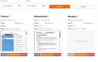 Interface de gestion des candidatures